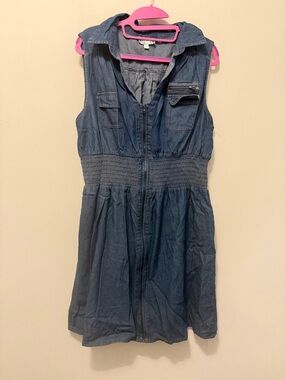 Sleeveless Denim Zip Front Dress